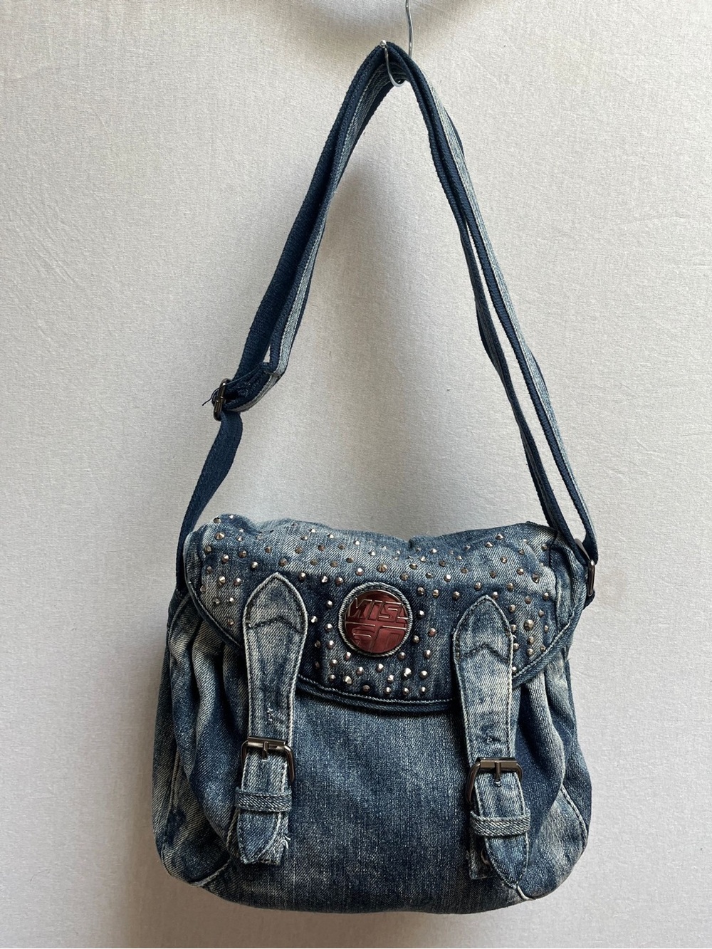Miss Sixty Denim Studded Crossbody Satchel Bag Y2K